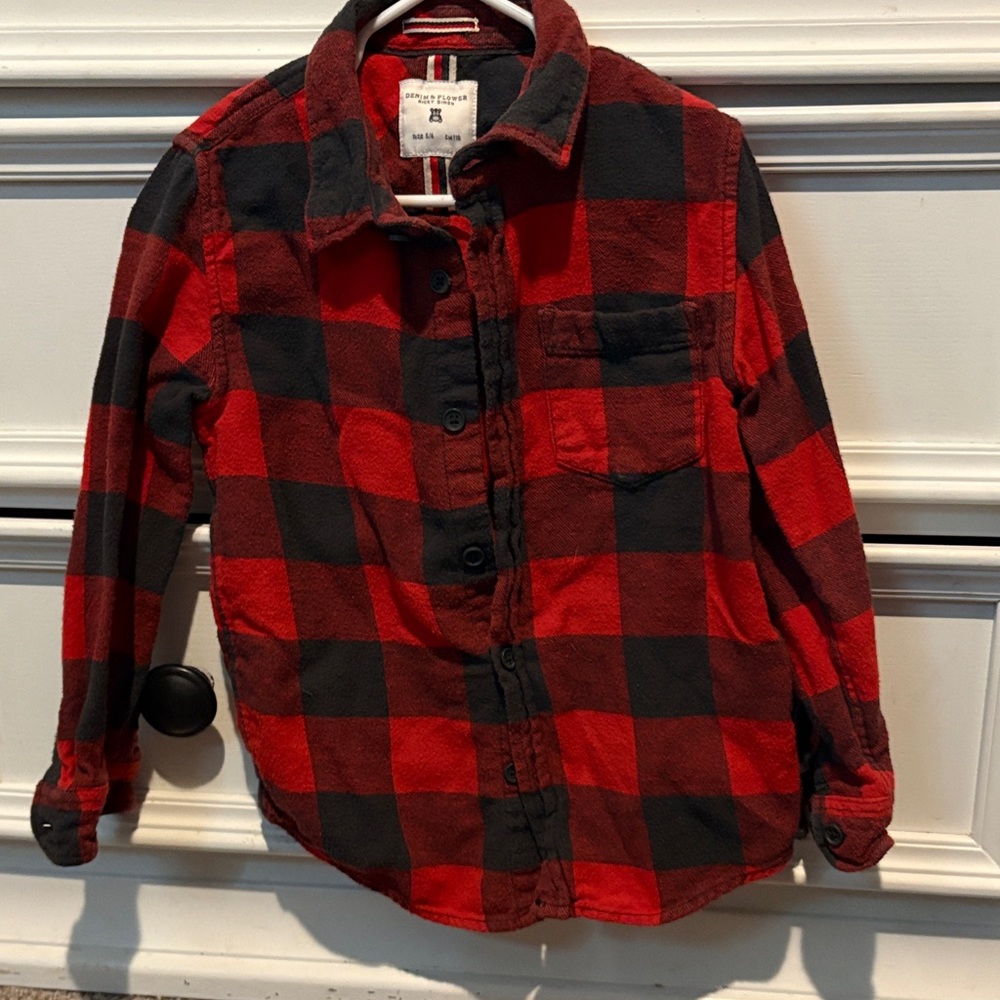 Cat & Jack Red and Black Checkered Kids Shirt